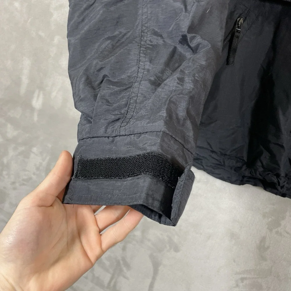 Vtg GAP Anorak Smock Jacket Mens Large Black Rain Ripstop Pullover Hooded Y2K